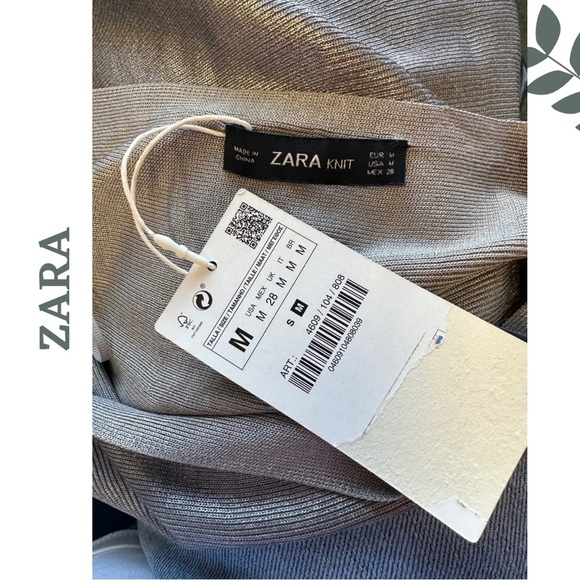 Zara Metallic Silver Flared Mini Skirt Holiday Party Pull On Size Medium - Picture 5 of 6